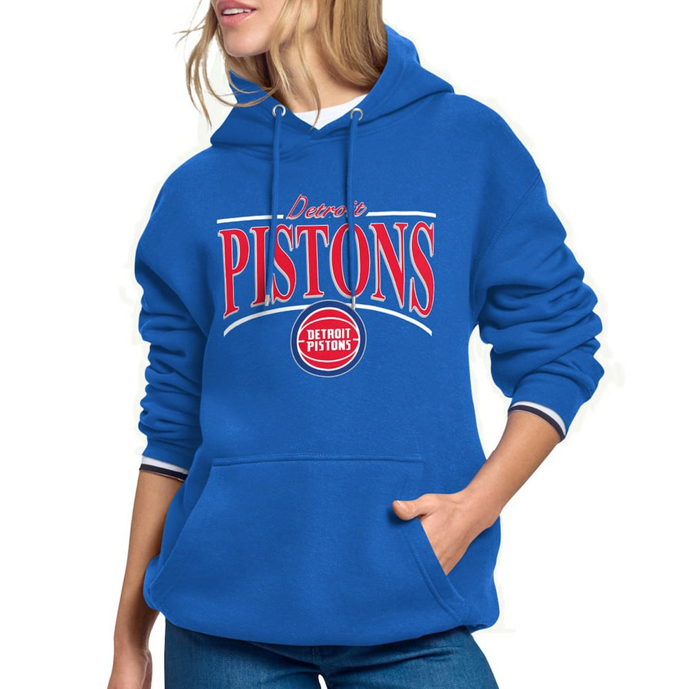 Detroit Pistons Starter Women's Arch Stripe Fleece Hoodie sale - Blue shop