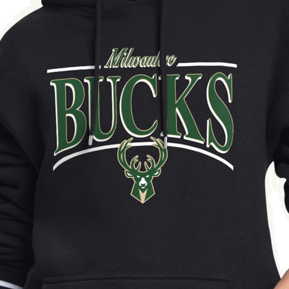 Milwaukee Bucks Starter Women's Arch Stripe Fleece Hoodie - Black outlet