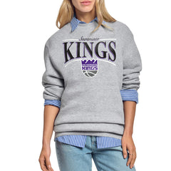 Sacramento Kings Starter Women's Arch Stripe Fleece Crewneck Sweatshirt - Gray for sale
