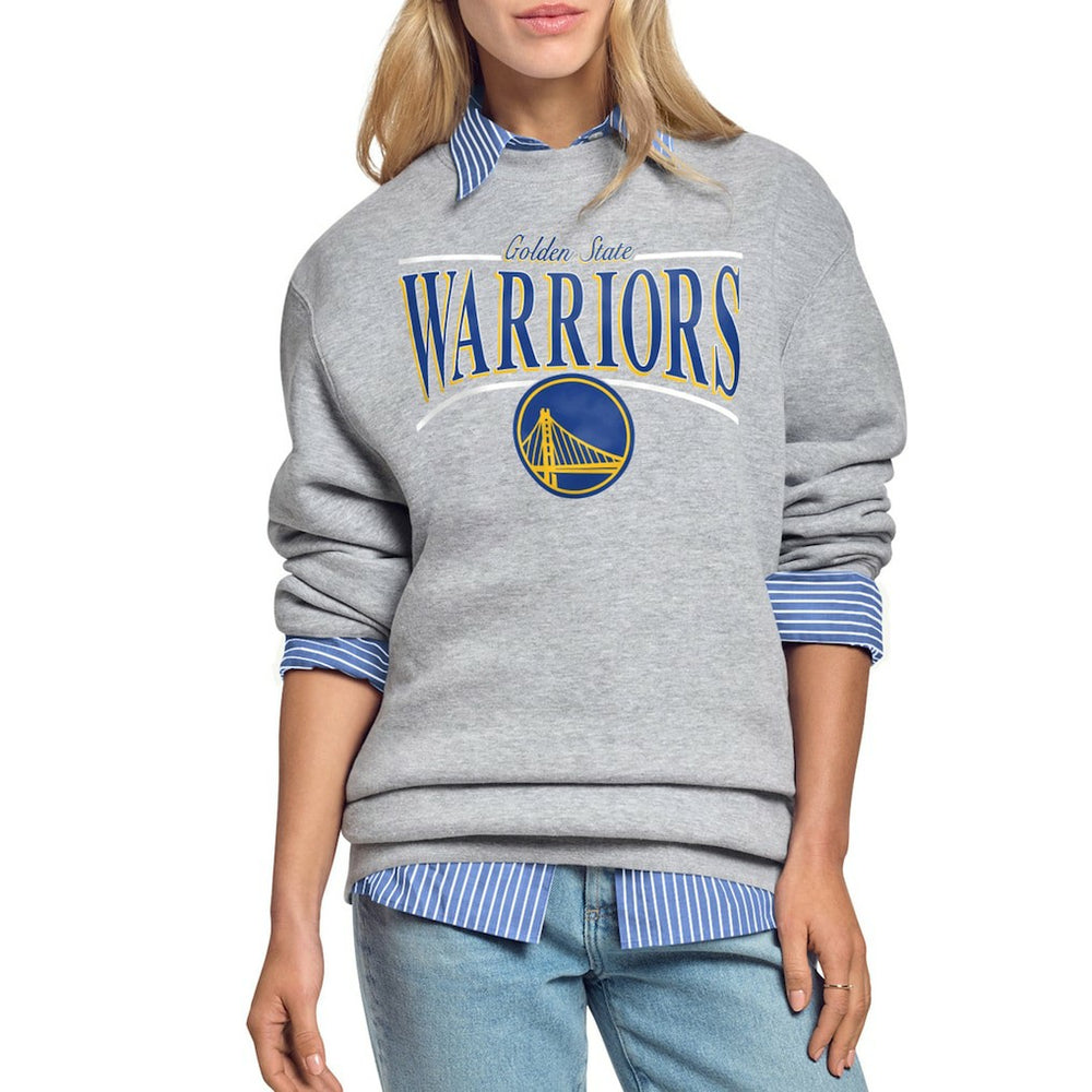 Golden State Warriors Starter Women's Arch Stripe Fleece Crewneck Sweatshirt sale - Gray outlet