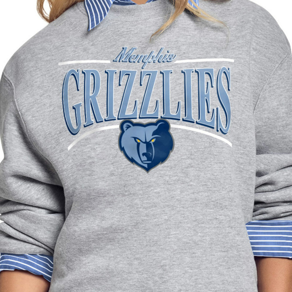 Memphis Grizzlies Starter Women's Arch Stripe Fleece Crewneck Sweatshirt - Gray sale