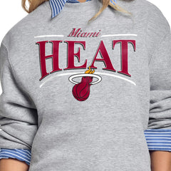 Miami Heat Starter Women's Arch Stripe Fleece Crewneck Sweatshirt - Gray outlet