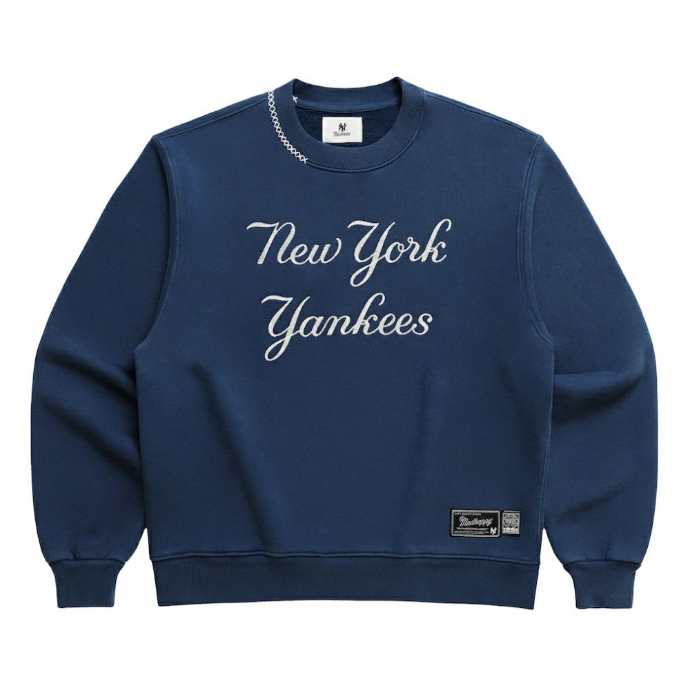 New York Yankees Madhappy Unisex Script Fleece Sweatshirt Blue