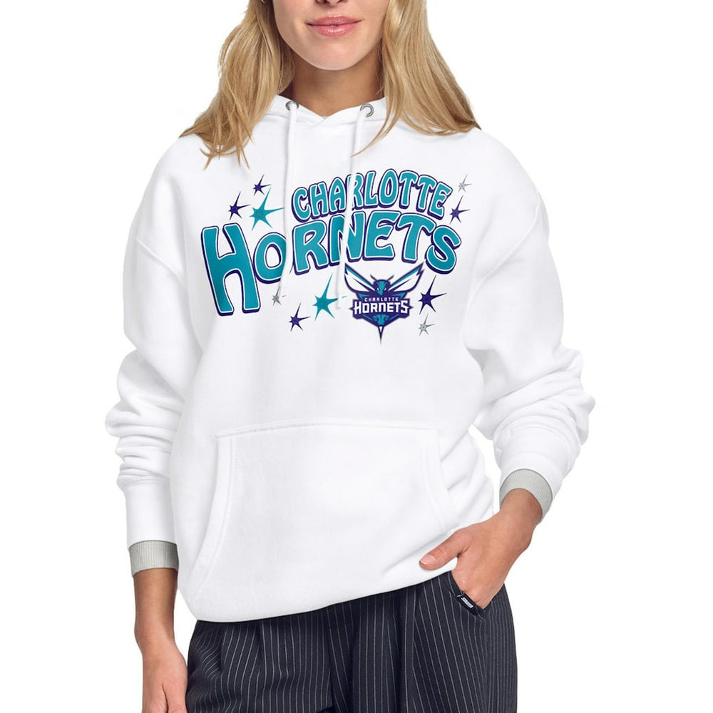 Charlotte Hornets Starter Women's Fireworks Fleece Hoodie - White sale