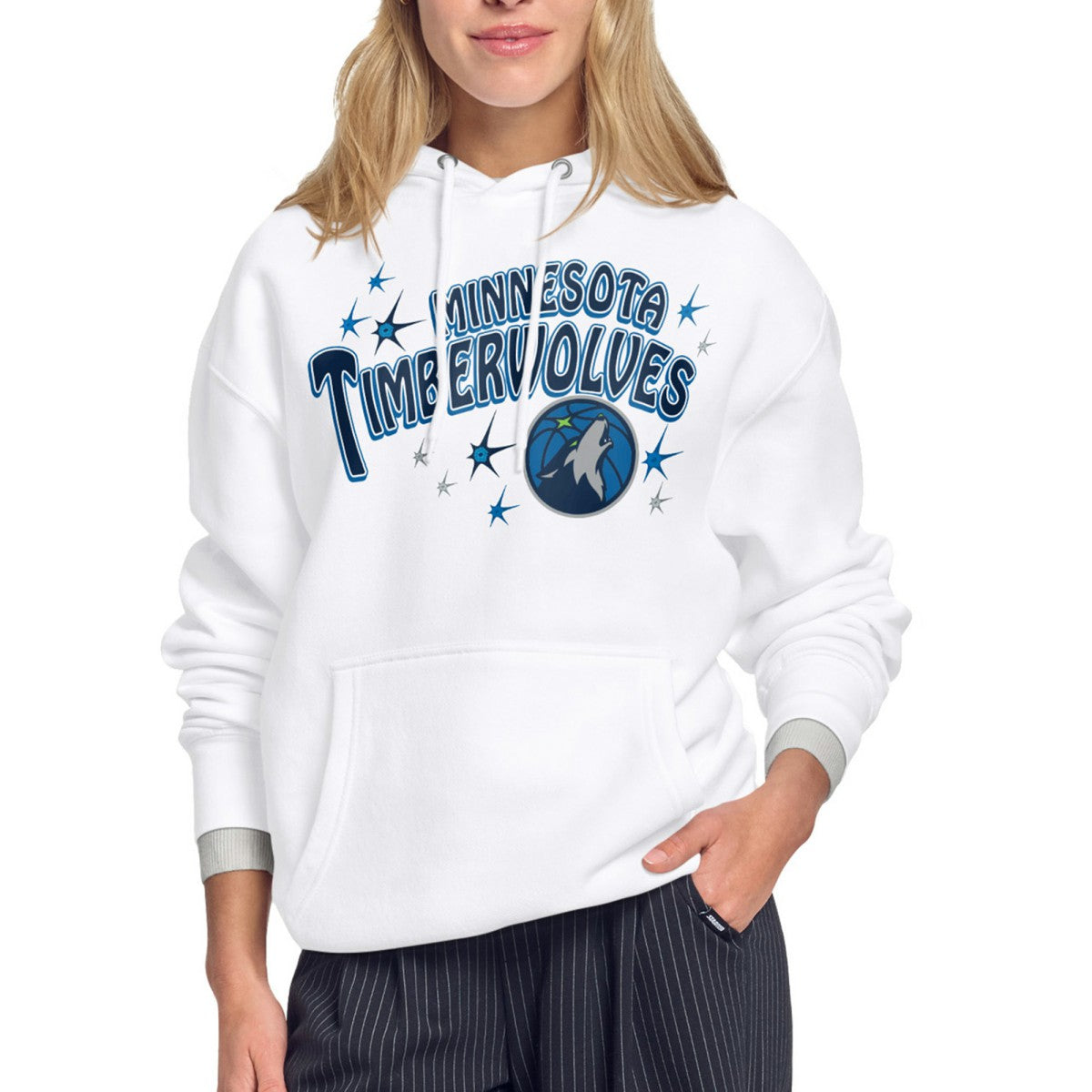 Minnesota Timberwolves Starter Women's Fireworks Fleece Hoodie - White sale