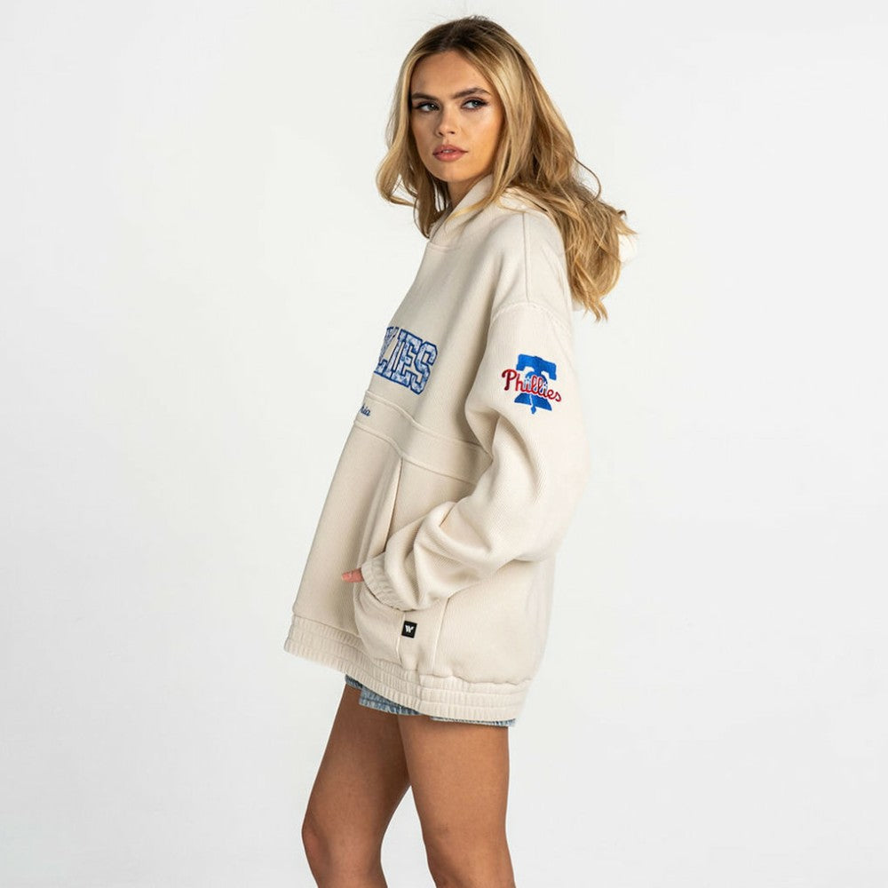 Philadelphia Phillies The Wild Collective Women's Oversized Cord Hoodie Cream