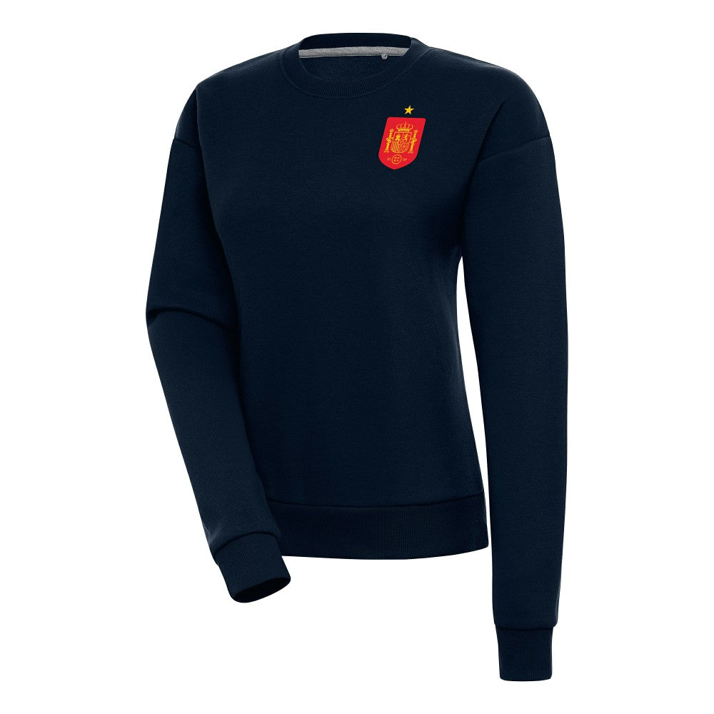 Spain National Team Antigua Women's Takeover Fleece Sweatshirt - Navy for sale