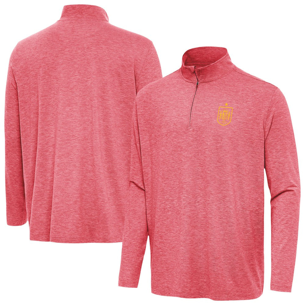 Spain National Team Antigua Masters Quarter-Zip Pullover - Heather Red shop