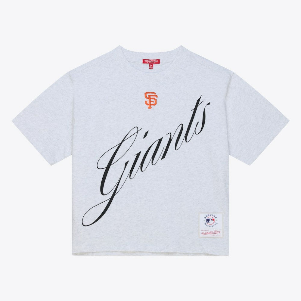 San Francisco Giants Women's Script Cropped Boxy T-Shirt Heather Gray