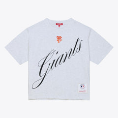 San Francisco Giants Women's Script Cropped Boxy T-Shirt Heather Gray