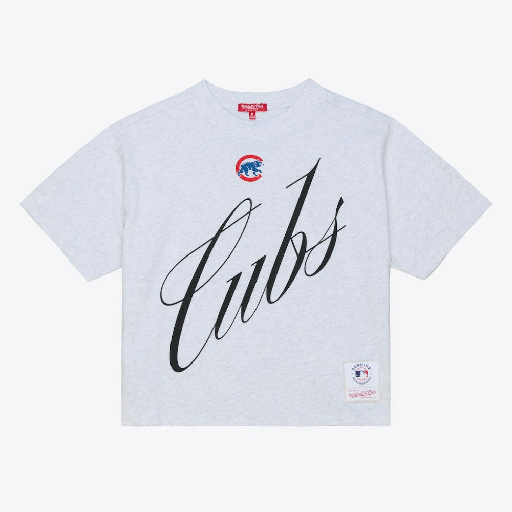 Chicago Cubs Women's Script Cropped Boxy T-Shirt Heather Gray