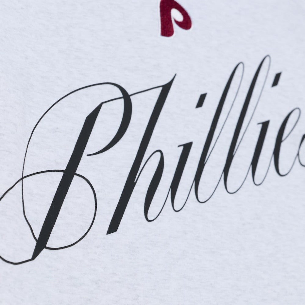 Philadelphia Phillies Women's Script Cropped Boxy T-Shirt Heather Gray