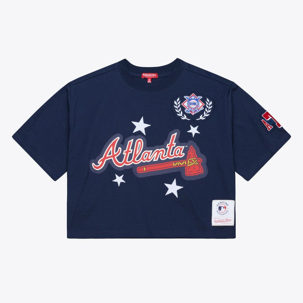 Atlanta Braves Women's Pep Rally Cropped Boxy T-Shirt Navy