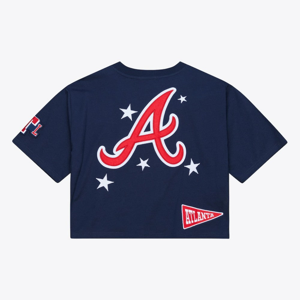 Atlanta Braves Women's Pep Rally Cropped Boxy T-Shirt Navy