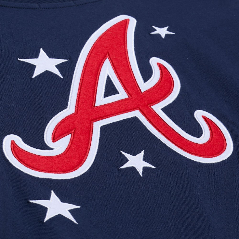 Atlanta Braves Women's Pep Rally Cropped Boxy T-Shirt Navy