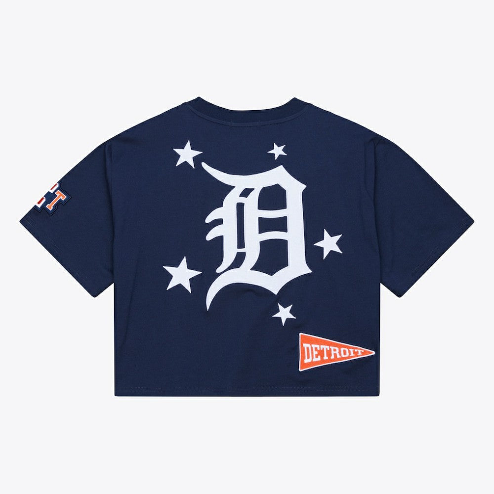 Detroit Tigers Women's Pep Rally Cropped Boxy T-Shirt Navy