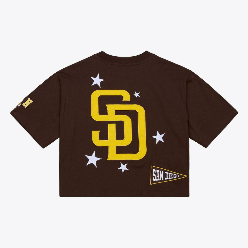 San Diego Padres Women's Pep Rally Cropped Boxy T-Shirt Brown