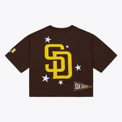 San Diego Padres Women's Pep Rally Cropped Boxy T-Shirt Brown