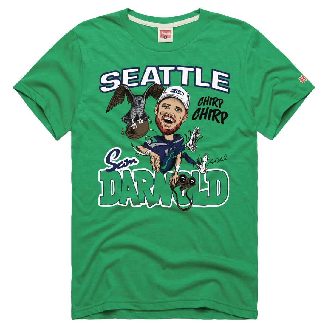 Sam Darnold Seattle Seahawks Homage Unisex Caricature Player Graphic Tri-Blend T-Shirt - Neon Green sale