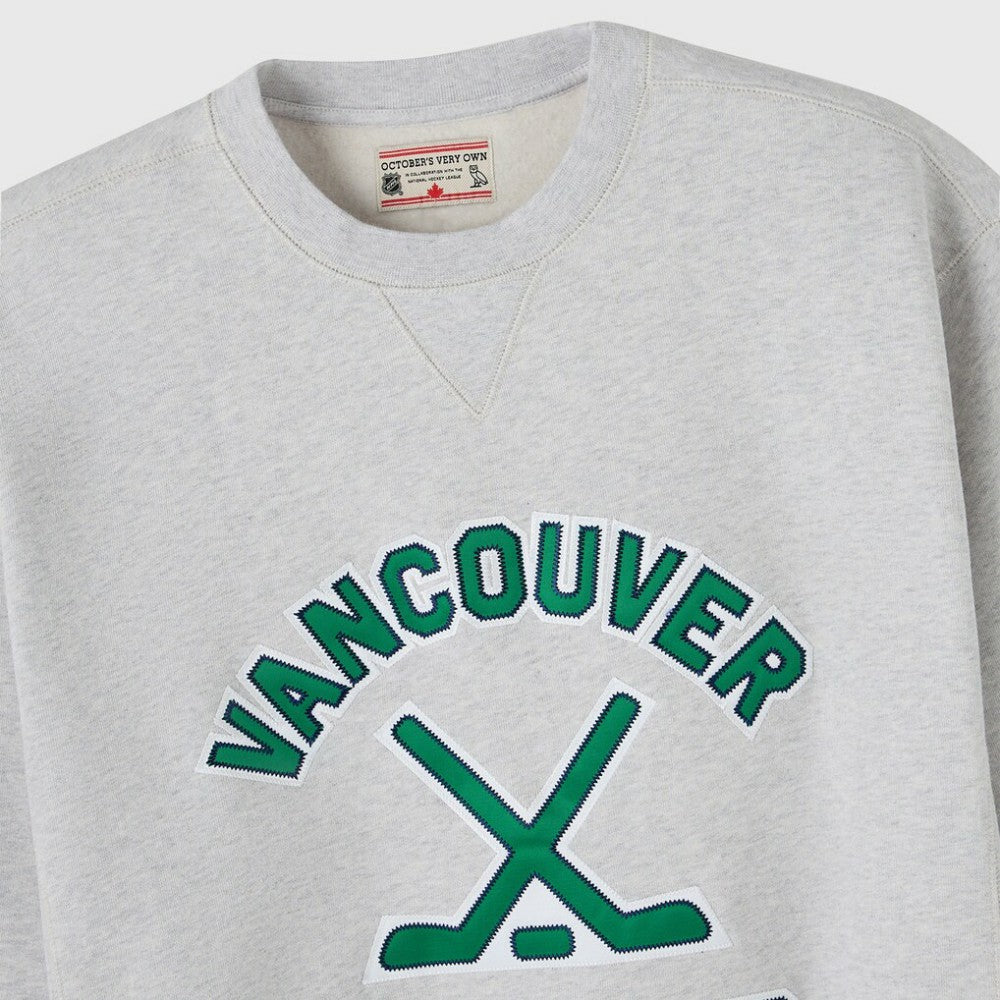 Vancouver Canucks OVO x NHL Fleece Sweatshirt - Heather Gray Sweatshirts