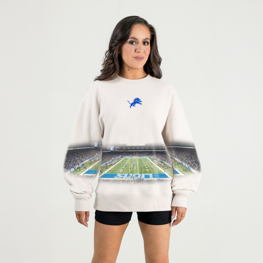 Detroit Lions Gameday Couture Women's Power Move Stadium Premium Drop Shoulder Sweatshirt - Natural discount