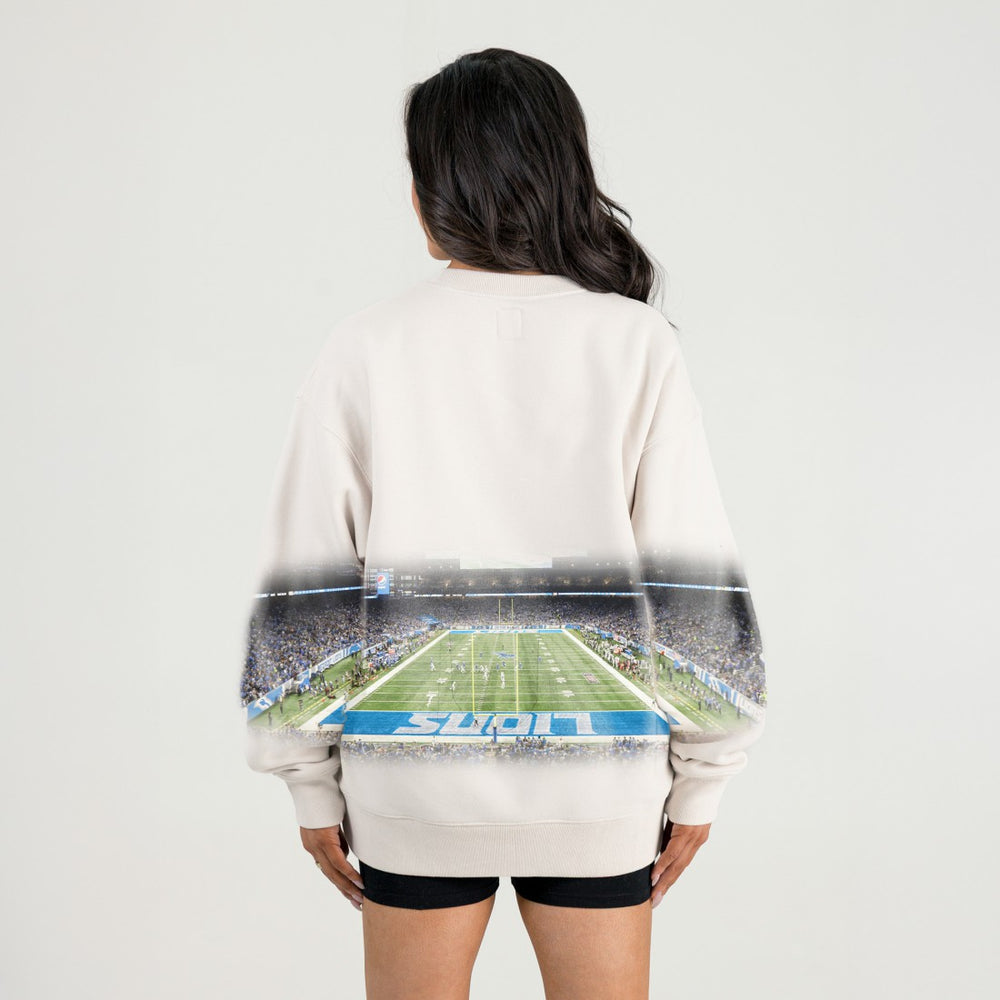 Detroit Lions Gameday Couture Women's Power Move Stadium Premium Drop Shoulder Sweatshirt - Natural discount