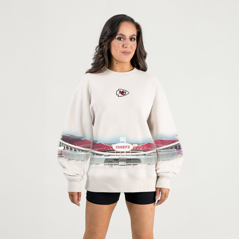 Kansas City Chiefs Gameday Couture Women's Power Move Stadium Premium Drop Shoulder Sweatshirt - Natural discount