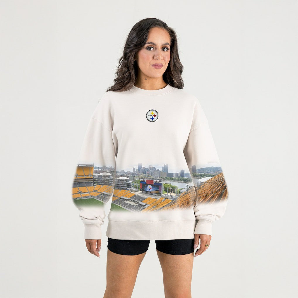 Pittsburgh Steelers Gameday Couture Women's Power Move Stadium Premium Drop Shoulder Sweatshirt - Natural discount