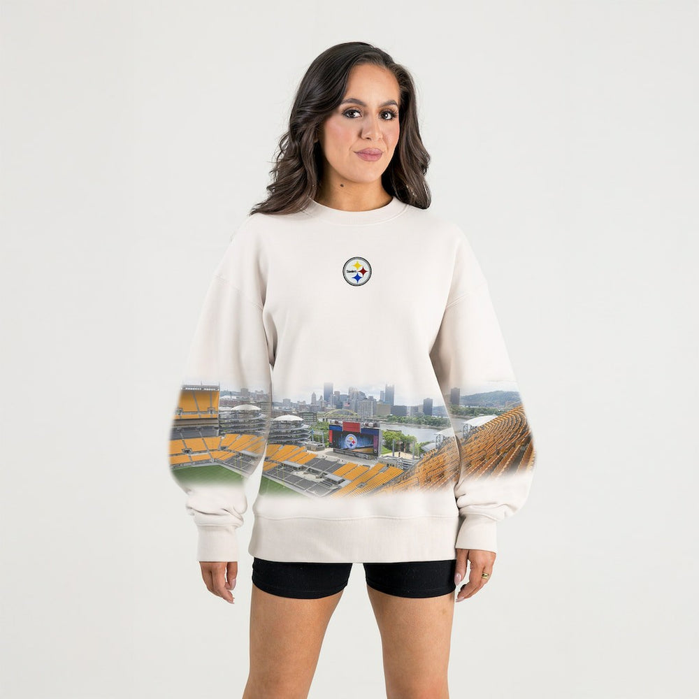 Pittsburgh Steelers Gameday Couture Women's Power Move Stadium Premium Drop Shoulder Sweatshirt - Natural discount
