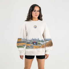 Pittsburgh Steelers Gameday Couture Women's Power Move Stadium Premium Drop Shoulder Sweatshirt - Natural discount