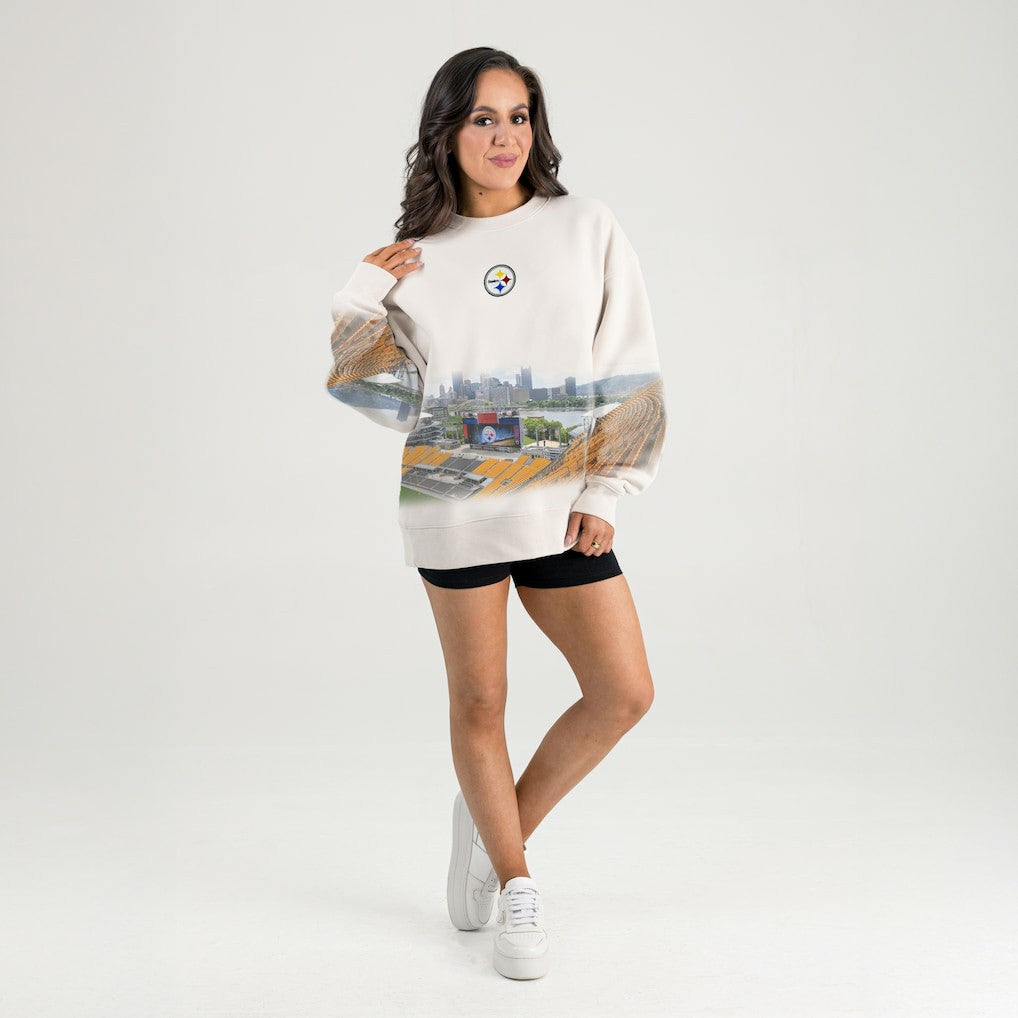 Pittsburgh Steelers Gameday Couture Women's Power Move Stadium Premium Drop Shoulder Sweatshirt - Natural discount