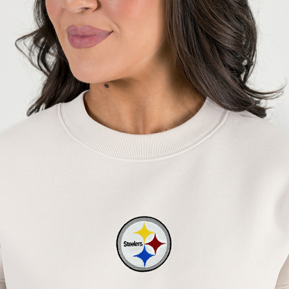 Pittsburgh Steelers Gameday Couture Women's Power Move Stadium Premium Drop Shoulder Sweatshirt - Natural discount