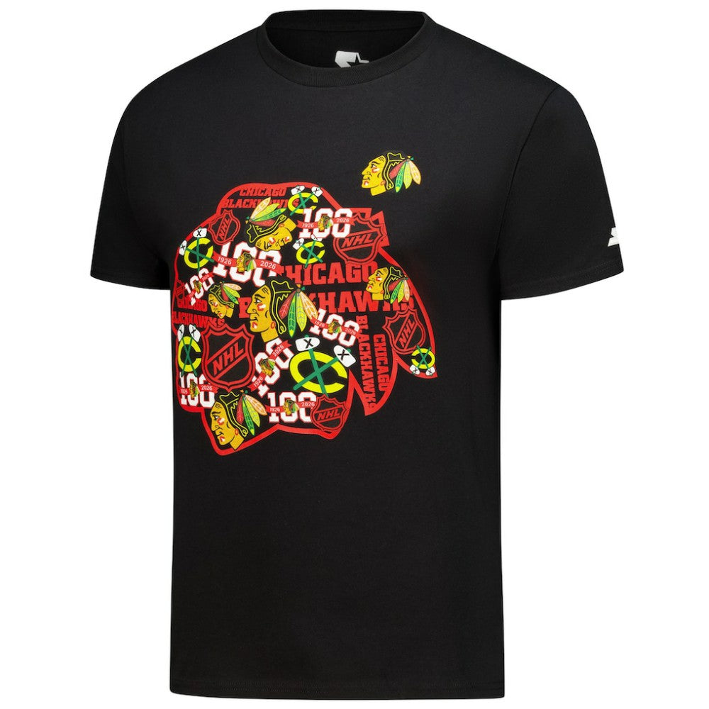 Chicago Blackhawks Starter Logo Collage T-Shirt - Black T-shirts
