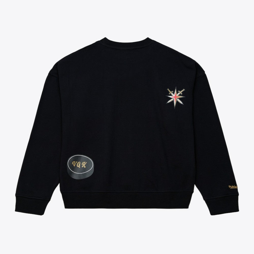 Vegas Golden Knights Mitchell & Ness Women's Crewneck Sweatshirt - Black Sweatshirts