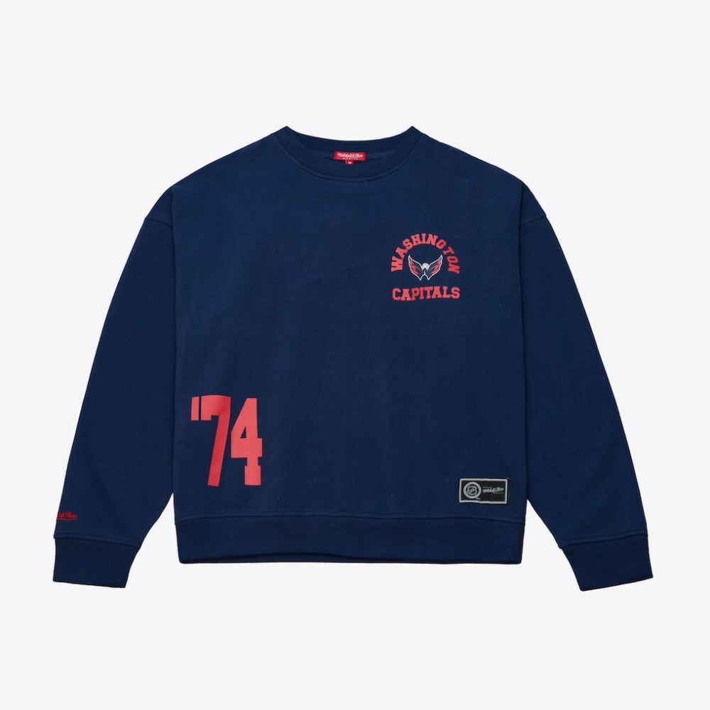 Washington Capitals Mitchell & Ness Women's Crewneck Sweatshirt - Navy Sweatshirts