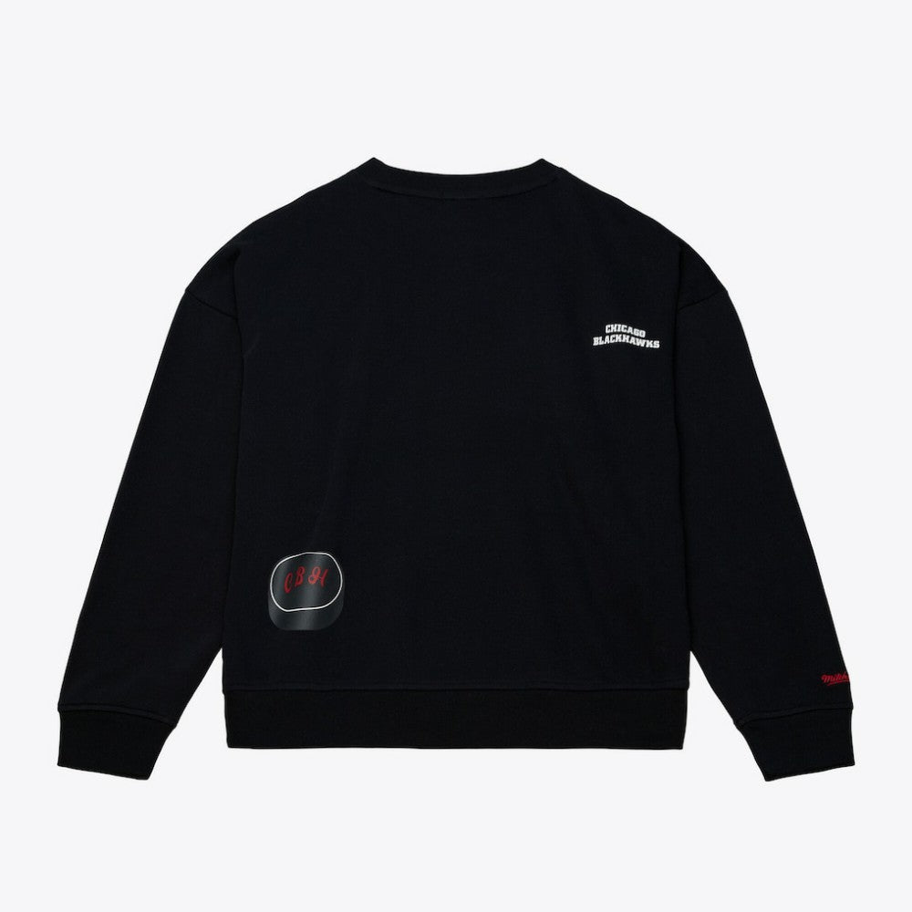 Chicago Blackhawks Mitchell & Ness Women's Crewneck Sweatshirt - Black Sweatshirts