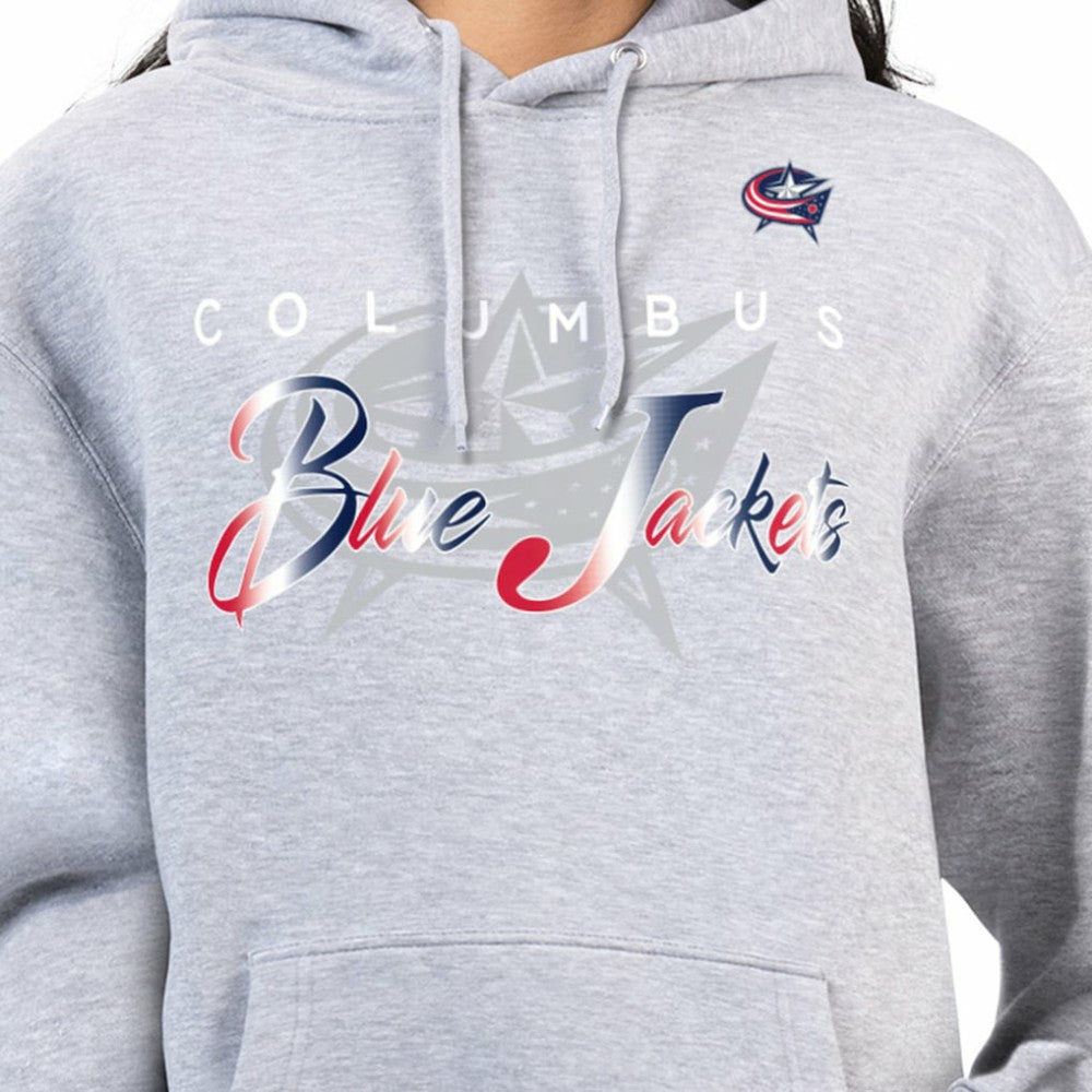 Columbus Blue Jackets G-III 4Her by Carl Banks Women's Shadow Logo Fleece Hoodie - Gray Hoodies