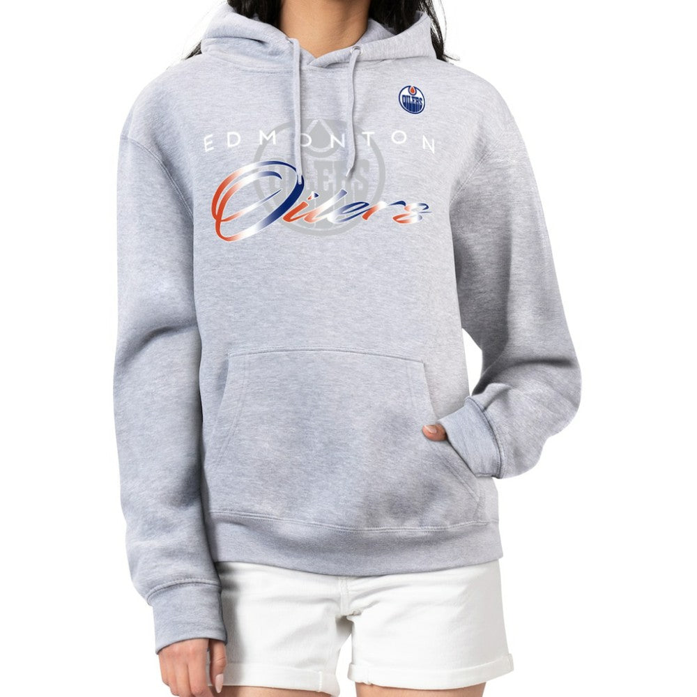 Edmonton Oilers G-III 4Her by Carl Banks Women's Shadow Logo Fleece Hoodie - Gray Hoodies