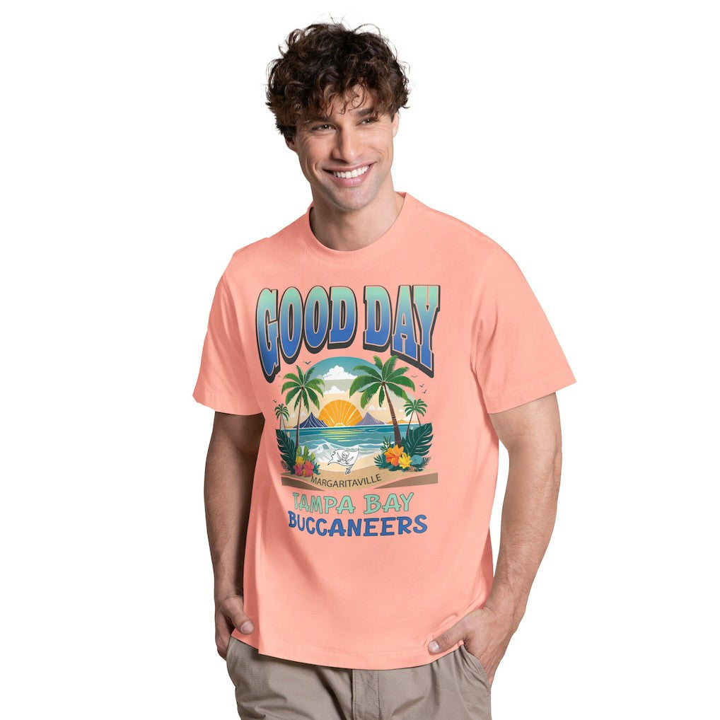 Tampa Bay Buccaneers Margaritaville Good Day T-Shirt - Coral cheap