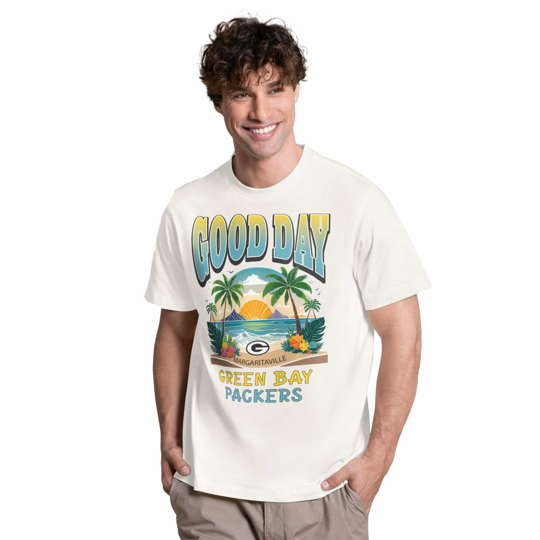 Green Bay Packers Margaritaville Good Day T-Shirt - Cream discount