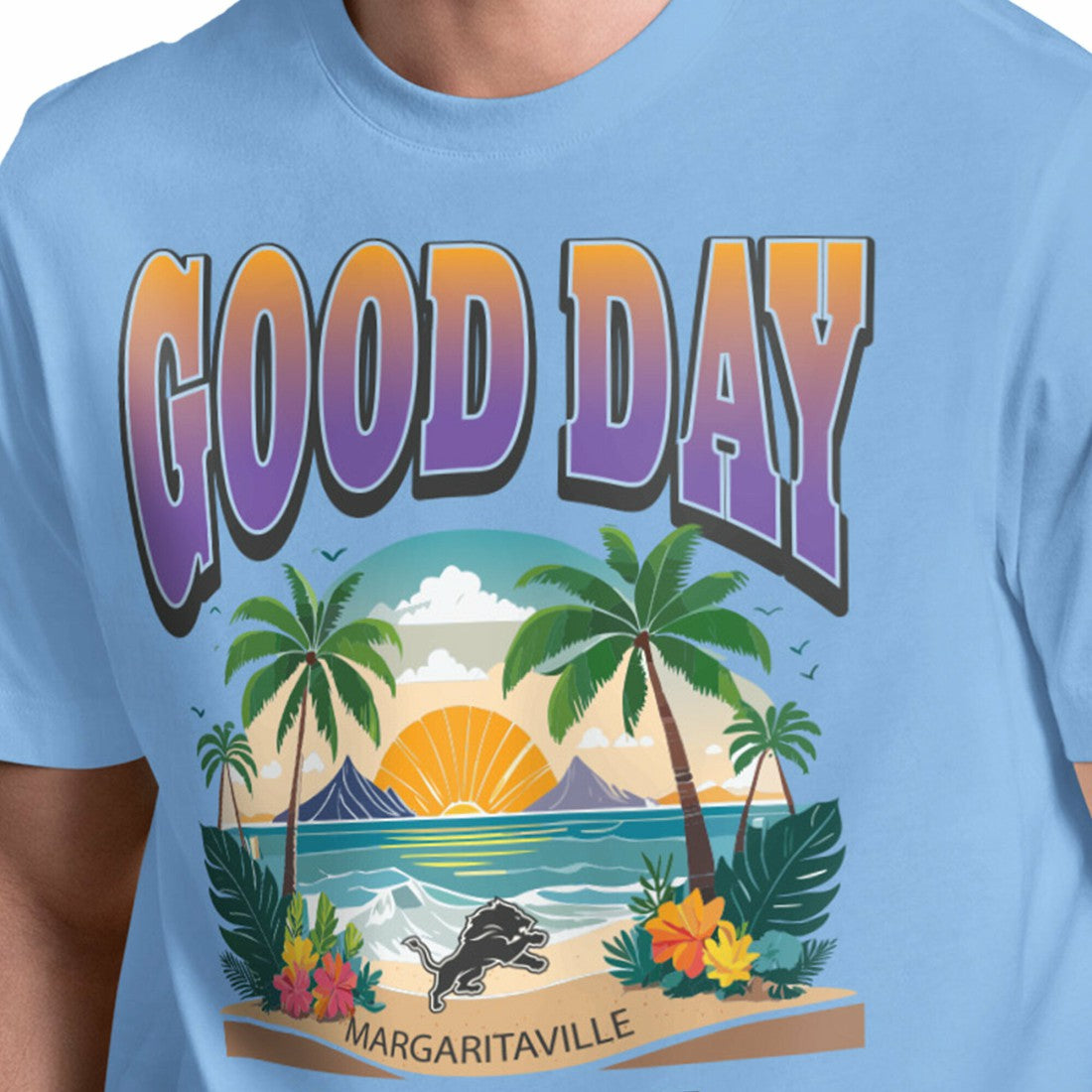 Detroit Lions Margaritaville Good Day T-Shirt - Light Blue outlet
