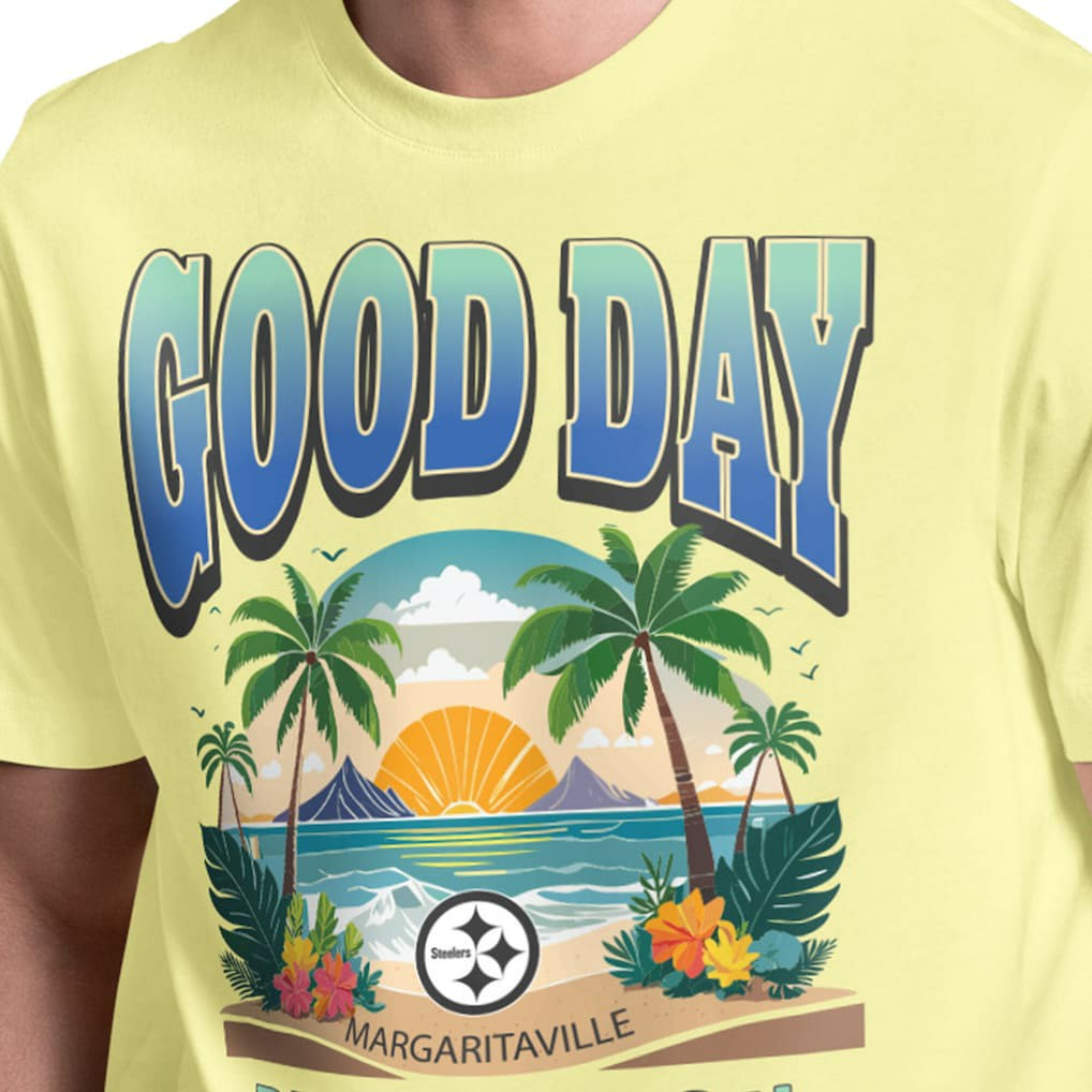 Pittsburgh Steelers Margaritaville Good Day T-Shirt - Yellow for sale