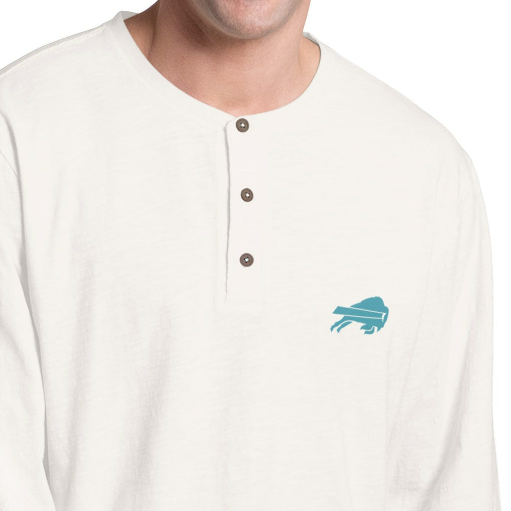 Buffalo Bills Margaritaville Island Reserve Long Sleeve Slub Henley Shirt - White/Light Blue for sale