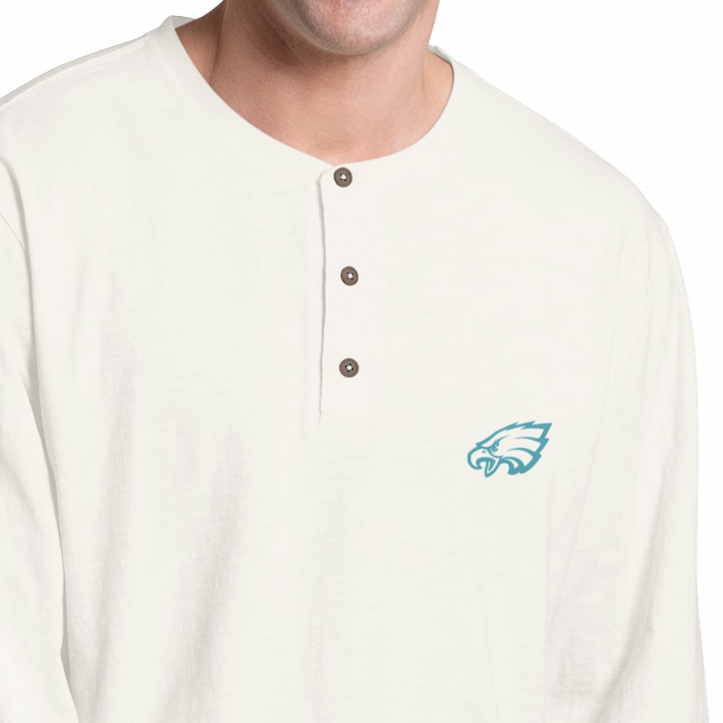 Philadelphia Eagles Margaritaville Island Reserve Long Sleeve Slub Henley Shirt - White/Light Blue cheap