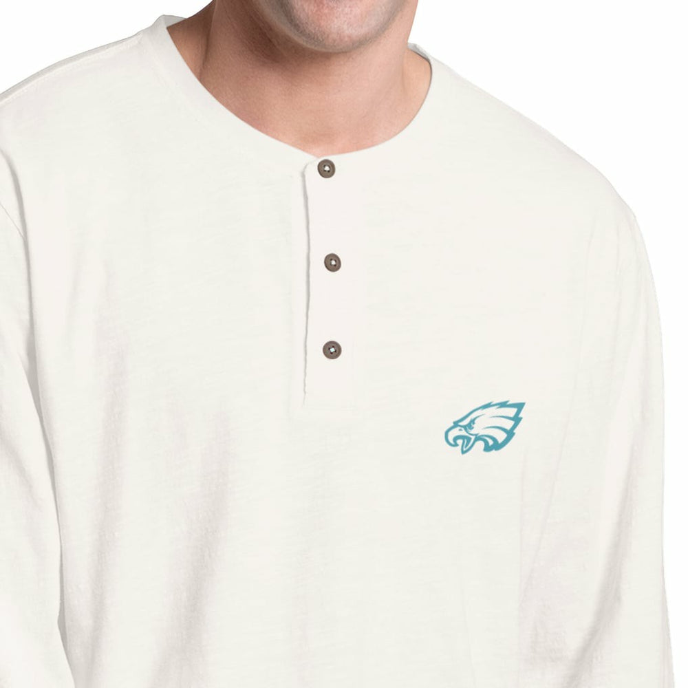 Philadelphia Eagles Margaritaville Island Reserve Long Sleeve Slub Henley Shirt - White/Light Blue cheap