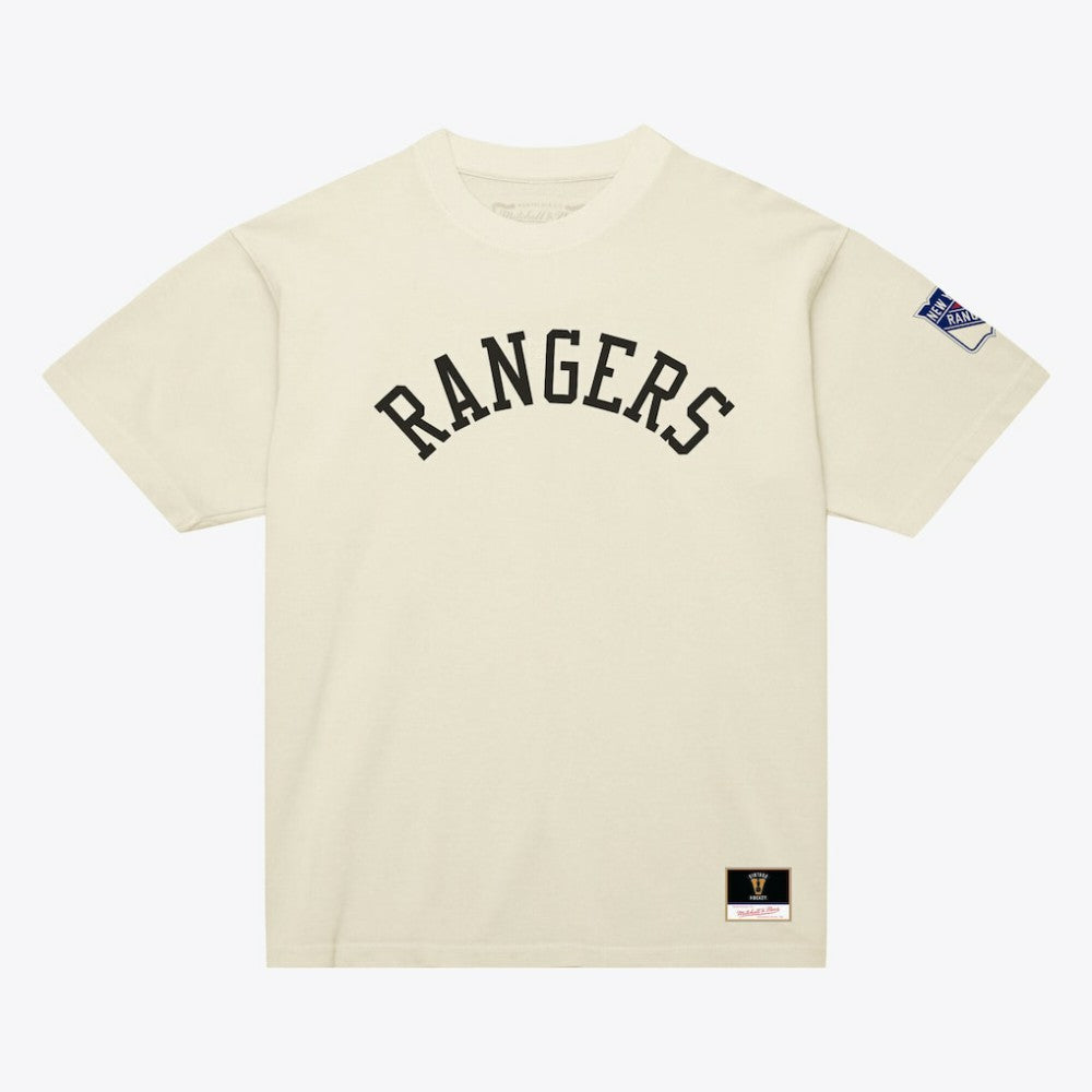 New York Rangers Mitchell & Ness Unisex Arched Team T-Shirt - Cream T-shirts
