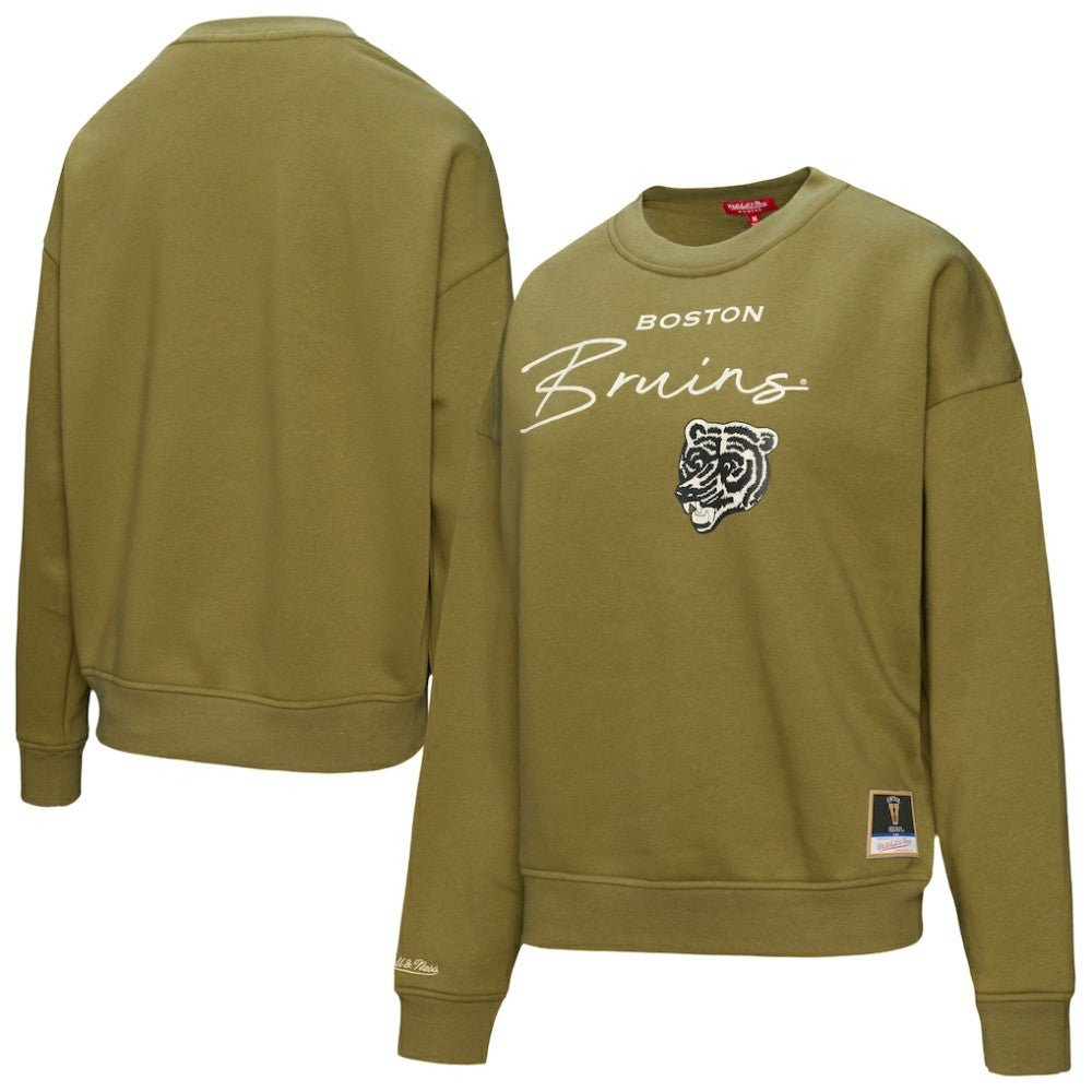 Boston Bruins Mitchell & Ness Women's Fleece Sweatshirt - Hunter Green Sweatshirts