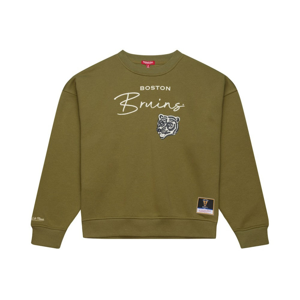 Boston Bruins Mitchell & Ness Women's Fleece Sweatshirt - Hunter Green Sweatshirts
