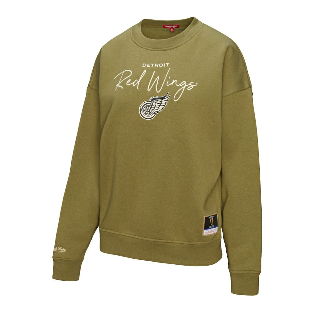 Detroit Red Wings Mitchell & Ness Women's Fleece Sweatshirt - Hunter Green Sweatshirts