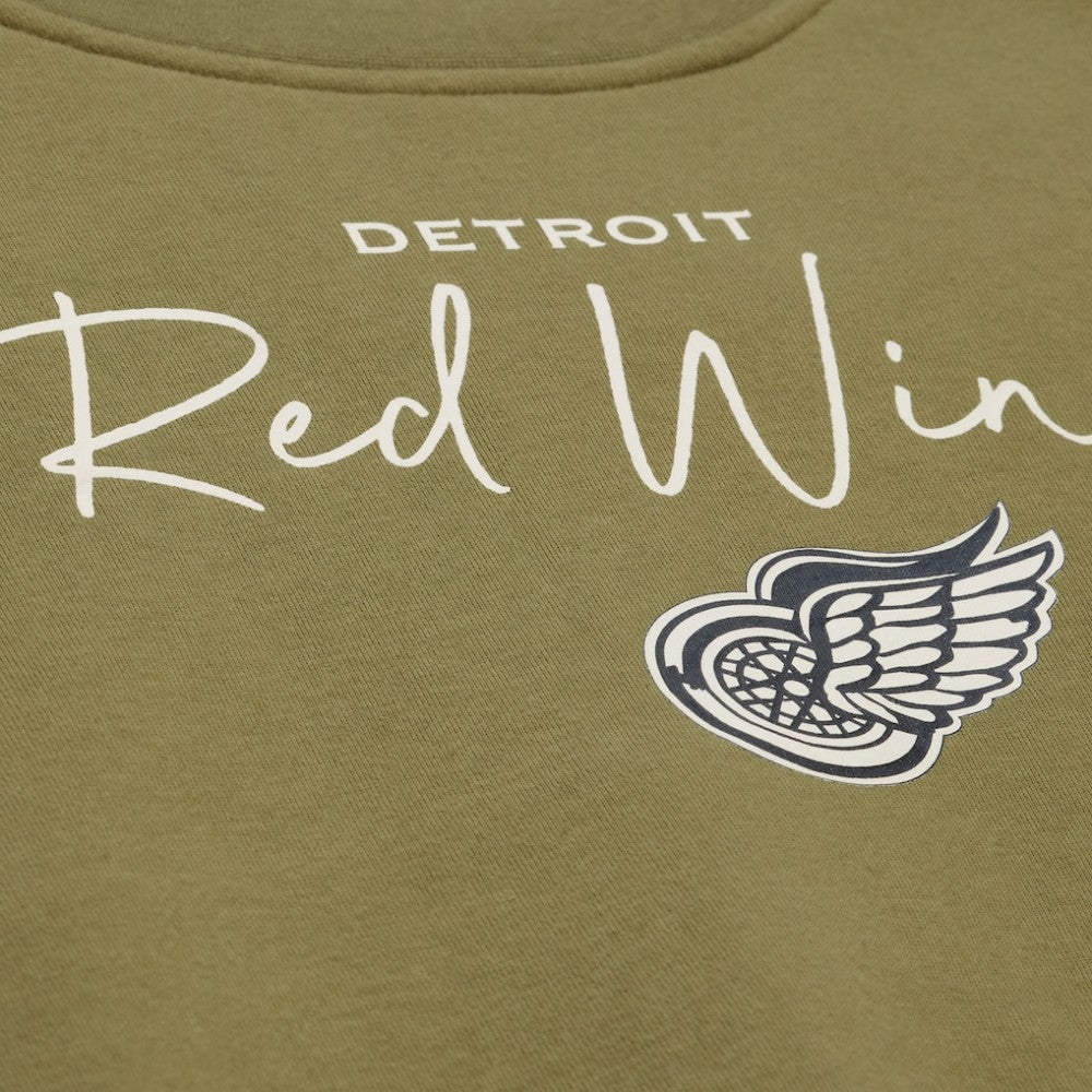 Detroit Red Wings Mitchell & Ness Women's Fleece Sweatshirt - Hunter Green Sweatshirts